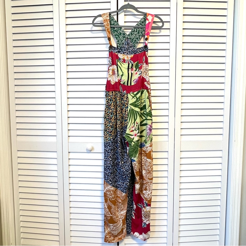 Sacred Threads Multicolor Patchwork Overalls Jump… - image 1